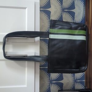 Orange bags vegan leather shoulder bag small tote black green stripes